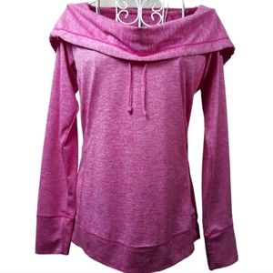 Avia Pink Cowled Drawstring Hoodie Activewear Pullover SZ M